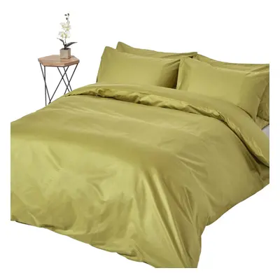 (Single, Olive Green) Duvet Cover with Pillowcase Thread count