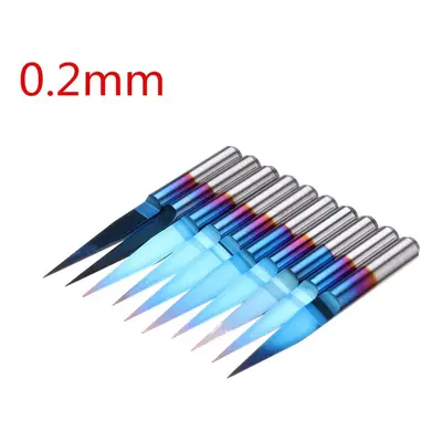 (0.2mm) 10pcs 0.1/0.2/0.3mm Degree Blue Nano Coated Carbide Engraving Bit Flat Bottom PCB Engrav