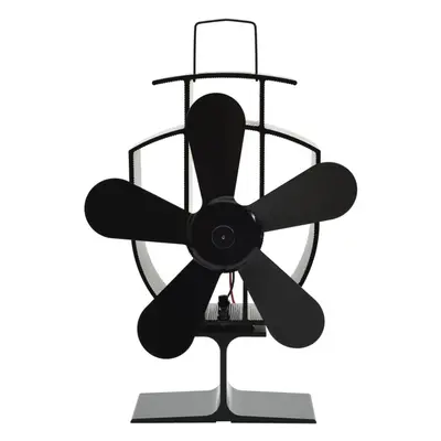 vidaXL Heat Powered Stove Fan Blades Black Wood Log Burner Fireplace Fan