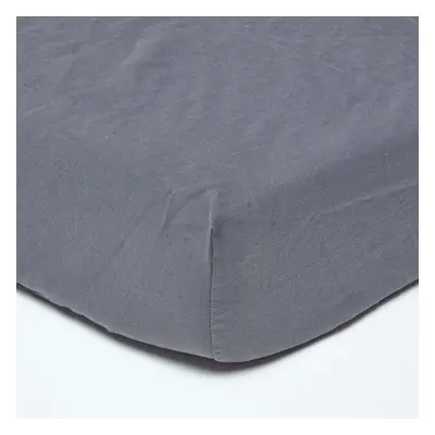 (Dark Grey, Small Double) Linen Fitted Sheet