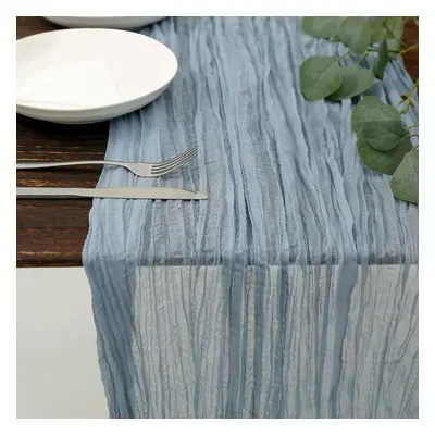 (90x180cm, Pieces) 2/5/10Pcs Cotton Gauze Table Runner Dusty Blue Wedding Tablecloth Cheesecloth