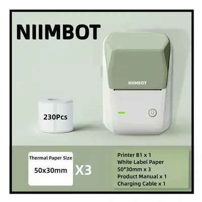 (Gn 50x30 Rolls) Niimbot B1 Label Printer Portable Handheld Thermal Printer Mini Barcode QR Code