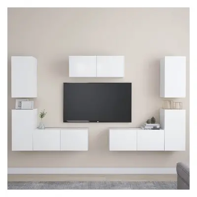 vidaXL TV Cabinet Set Piece White Chipboard Home Furniture TV Stand Cabinet