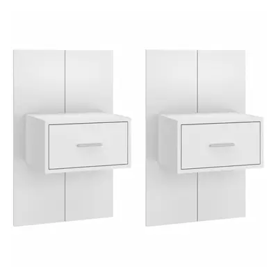 (white, 2) vidaXL Wall Bedside Cabinet Floating Nightstand Bedside Unit Hanging Cabinet