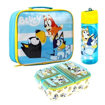 Bluey Kids Childrens Lunch Box Set â Insulated Lunch Bag, Multicompartment Lunch Box & 540ml W