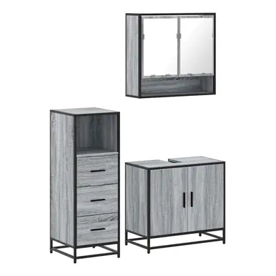 (grey sonoma) vidaXL Piece Bathroom Furniture Set Brown Oak Engineered Wood