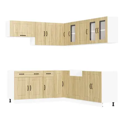 (sonoma oak) vidaXL Piece Kitchen Cabinet Set Kalmar Concrete Grey Engineered Wood