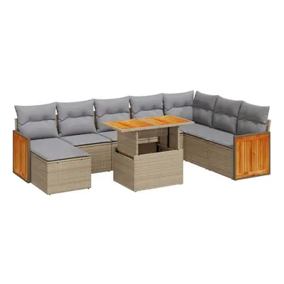 (beige and grey) vidaXL Piece Garden Sofa Set with Cushions Beige Poly Rattan Acacia