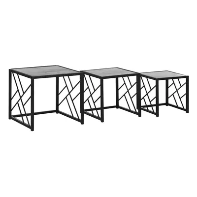 HOMCOM Set of Nesting Coffee Tables Square End Tables w/ Metal Frame, Grey