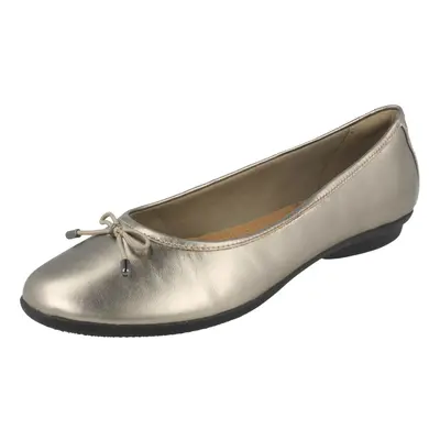 (UK 3, Pewter (Silver)) Ladies Clarks Ballerina Flats With Bow Trim Gracelin Blu - D Fit