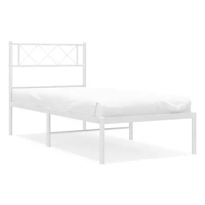 (white, x cm/with headboard) vidaXL Metal Bed Frame Bedroom Platform Bed Base Bedstead Mattress 