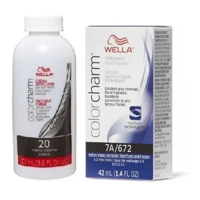 (7A+Developer (Vol. 20) 3.6oz) Wella 7A Medium Smokey Ash Blonde Color Charm Permanent Haircolor