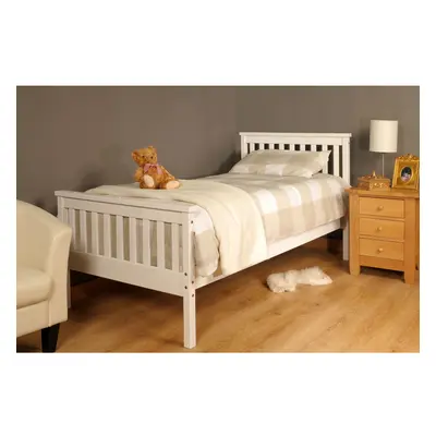 (3ft Single, White) Talsi Wooden Bed Frame with Stella Mattress