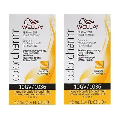 (10GV (2pks)) Wella Color Charm 10GV Honey Blonde Permanent Liquid Haircolor