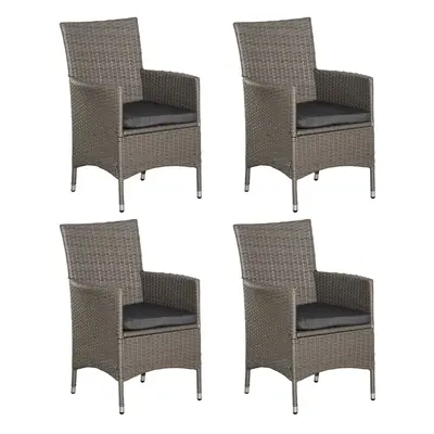 Outsunny 4PC Outdoor Rattan Armchair Wicker Dining Chair Set for Garden Grey