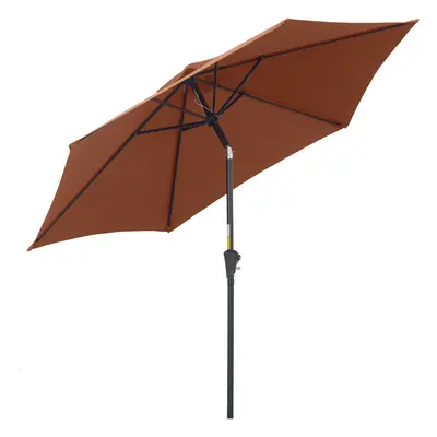 Outsunny 2.6M Patio Umbrella Parasol Sun Shade Garden Aluminium Coffee