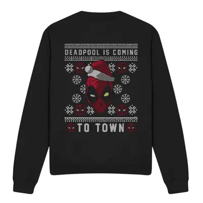 (M, Black) Deadpool Unisex Adult Coming To Town Sweatshirt