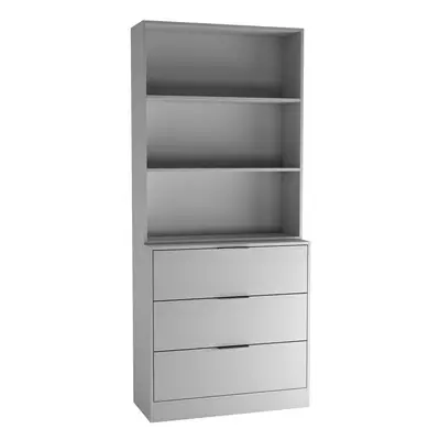 (60cm, Grey Drawers & Grey Bookcase) 60/80cm Drawer Tier Wooden Storage Chest Cabinet & Display 