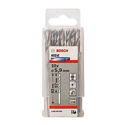 Bosch Din338 HSS-G Metal Drill Bit, 5.9mm x 57mm x 93mm, Silver, Pack of