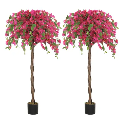 HOMCOM Set of Decorative Artificial Plants Fake Plants Purple and Red