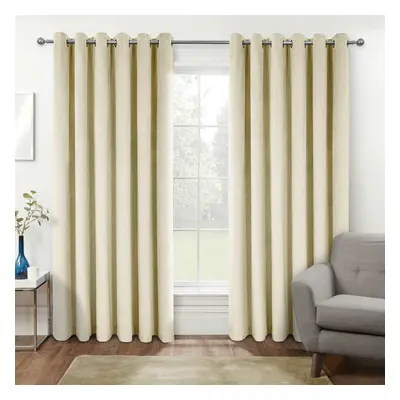 (Cream, x cm (46" x 54")) Thermal 100% Blackout Velvet Curtains