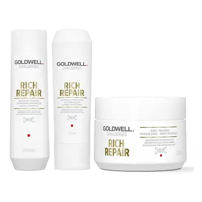 Goldwell Dualsenses Rich Repair Shampoo 250ml, Conditioner 200ml and 60sec Treatment 200ml