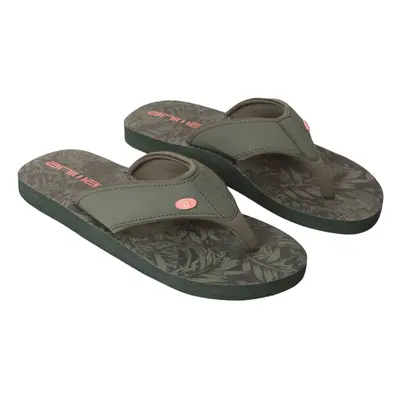 (9 UK, Dark Khaki) Animal Womens/Ladies Swish Leaf Print Recycled Flip Flops