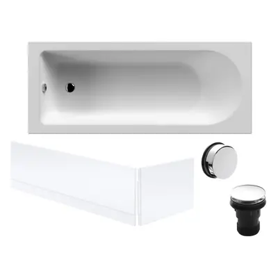 Round Single Ended Bath with Front and End Panel and Chrome Waste - x 700mm