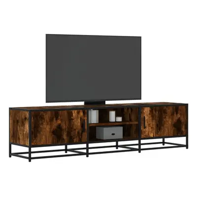 vidaXL TV Cabinet Smoked Oak 160x35x41 cm Engineered Wood and Metal