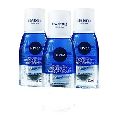 NIVEA Eye Make-Up Remover Double Effect, 125ml (Pack of 3)