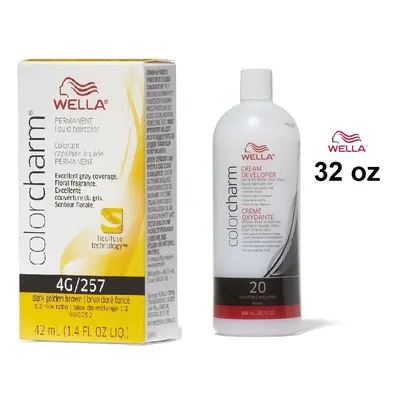 (4G+ Developer (Vol. 20) 32oz) Wella Color Charm Haircolor 4G Dark Golden Brown