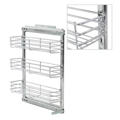 vidaXL 3-Tier Pull-out Kitchen Wire Basket Silver Storage Basket with shelves