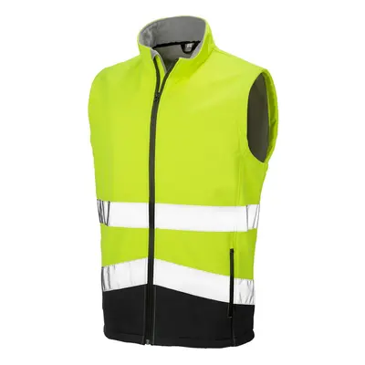 (M, Fluorescent Yellow/Black) Result Safeguard Mens Printable Safety Softshell Gilet