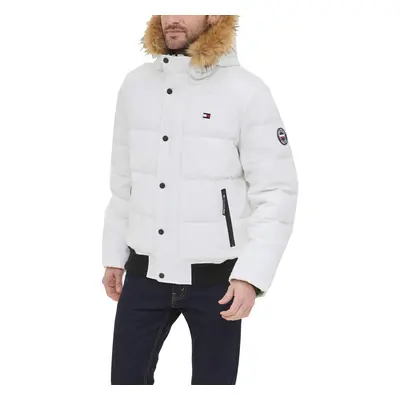 Tommy Hilfiger Men's Arctic Cloth Quilted Snorkel Bomber Jacket White