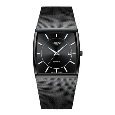 2338 Men's Square Watch Stainless Steel Waterproof Wrist Black