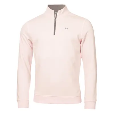 (M, Baby Pink) Calvin Klein Mens Rocky Half Zip Supersoft Stretch Golf Sweater