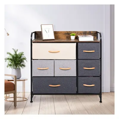 Chest of Drawers 7-Drawer Fabric Storage Organizer 3-Tier Cabinet Unit