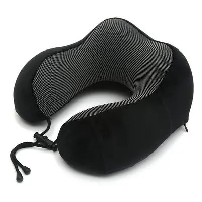 (Black) U Shaped Memory Foam Neck Pillows Soft Travel Pillow Cervical Airplane