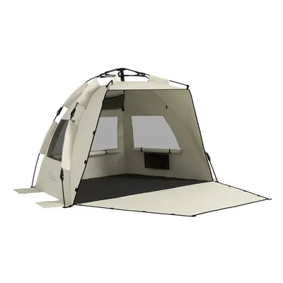 Outsunny Pop Up Beach Tent for Person with Carry Bag, UPF15+, Khaki