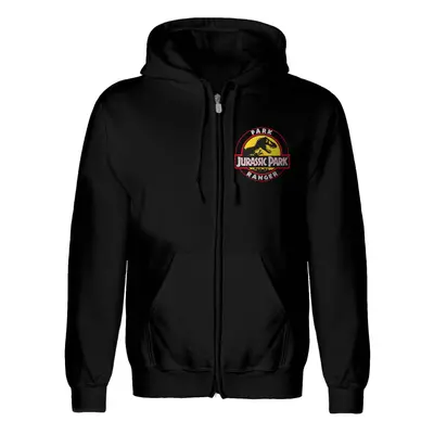 (S, Black) Jurassic Park Unisex Adult Ranger Full Zip Hoodie