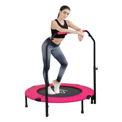 HOMCOM 40" Foldable Mini Fitness Trampoline w/ Foam Handle, Pink