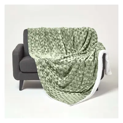 (200 x cm, Sage Green) Geometric Triangle Velvet Throw