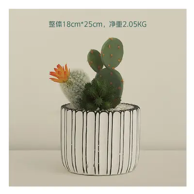 (Combining meat 11) Small Bonsai Green Plant Fake Flower Fairy Palm Potted Ceramic Succulent Pla