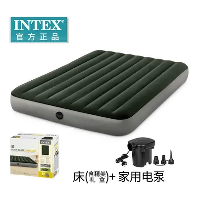 (Green mattress+household electric pump, (99 * * 25CM)) INTEX Thickened Inflatable Bed Thread Pu