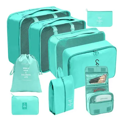 (Washing digital nine piece set in bright blue, suit) Hot Selling Amazon Waterproof Travel Stora