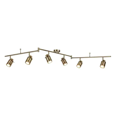 6 Light IP44 Bathroom Spot Split-Bar Antique Brass