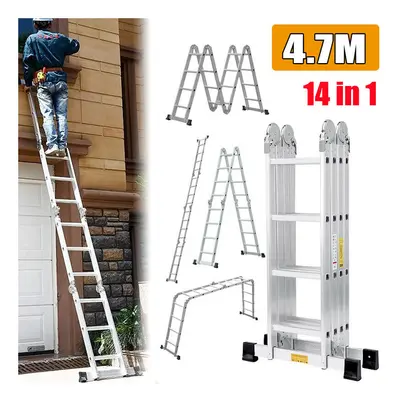 4.7M Aluminium Multi-Purpose Folding Ladder Collapsible Step