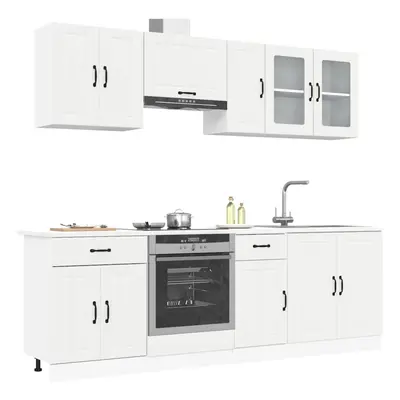 (white) vidaXL Piece Kitchen Cabinet Set Kalmar White Engineered Wood