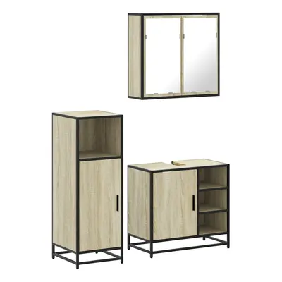 (sonoma oak) vidaXL Piece Bathroom Furniture Set Black Engineered Wood bathroom cabinet