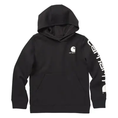 Carhartt Boys' Long Sleeve Hooded Sweatshirt Caviar Black Small (7/8